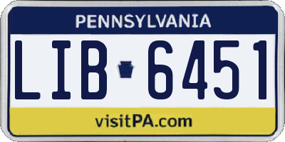 PA license plate LIB6451