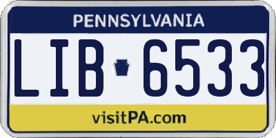 PA license plate LIB6533