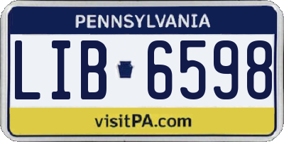 PA license plate LIB6598