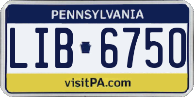 PA license plate LIB6750