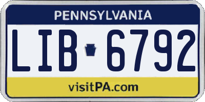 PA license plate LIB6792