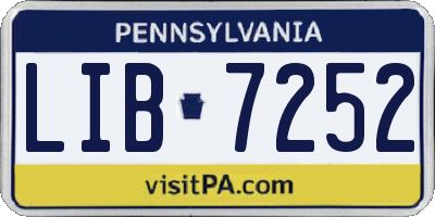 PA license plate LIB7252