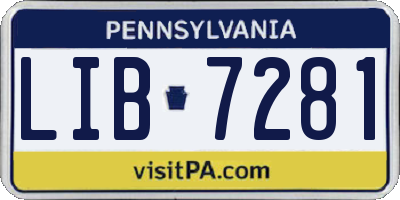 PA license plate LIB7281