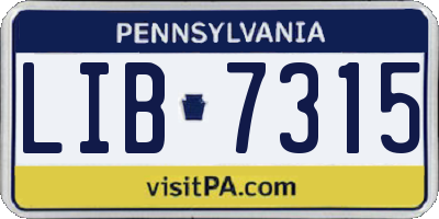 PA license plate LIB7315
