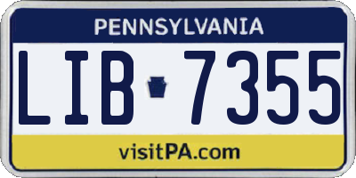 PA license plate LIB7355