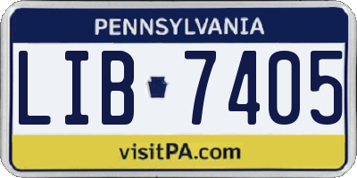 PA license plate LIB7405