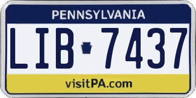 PA license plate LIB7437