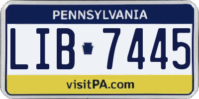 PA license plate LIB7445