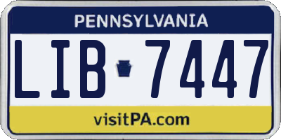 PA license plate LIB7447