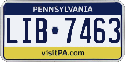 PA license plate LIB7463