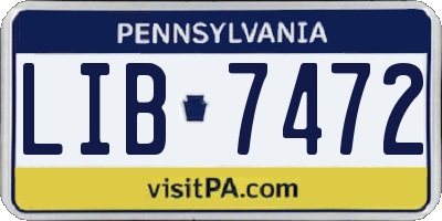 PA license plate LIB7472