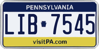 PA license plate LIB7545