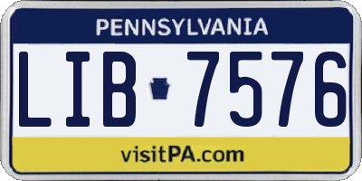 PA license plate LIB7576