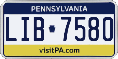 PA license plate LIB7580