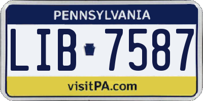 PA license plate LIB7587