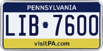 PA license plate LIB7600