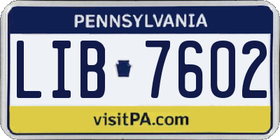 PA license plate LIB7602