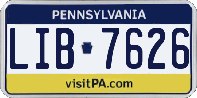PA license plate LIB7626