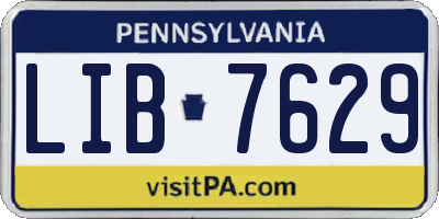PA license plate LIB7629