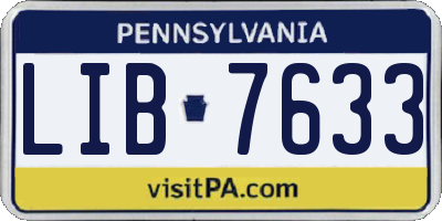 PA license plate LIB7633