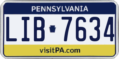 PA license plate LIB7634