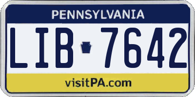 PA license plate LIB7642