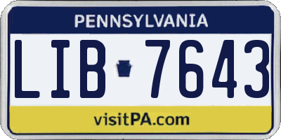 PA license plate LIB7643