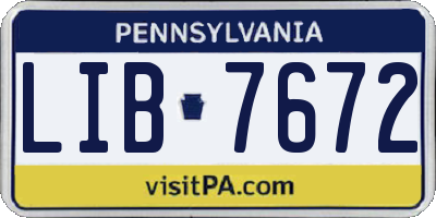 PA license plate LIB7672