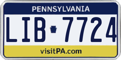 PA license plate LIB7724
