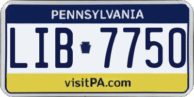 PA license plate LIB7750