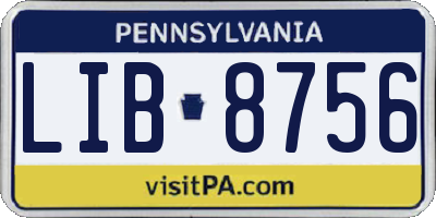 PA license plate LIB8756