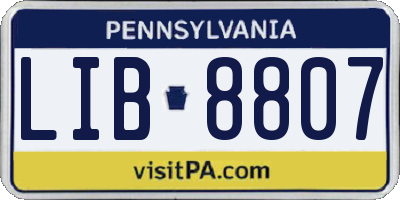 PA license plate LIB8807