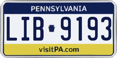 PA license plate LIB9193