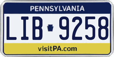 PA license plate LIB9258