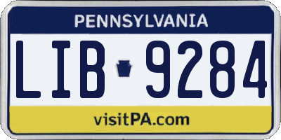 PA license plate LIB9284