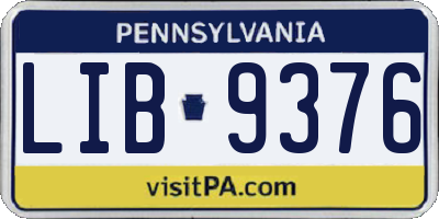 PA license plate LIB9376