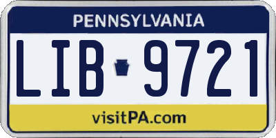 PA license plate LIB9721