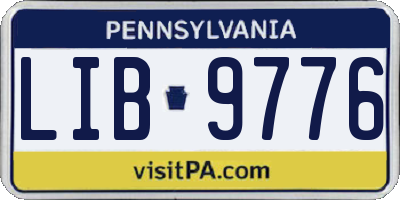 PA license plate LIB9776