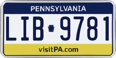 PA license plate LIB9781