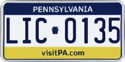 PA license plate LIC0135