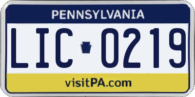 PA license plate LIC0219