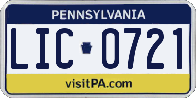 PA license plate LIC0721