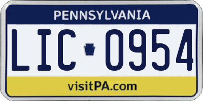 PA license plate LIC0954