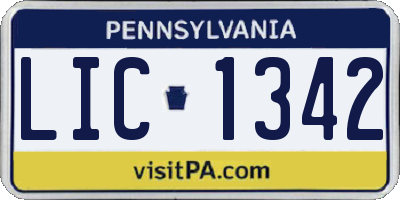 PA license plate LIC1342
