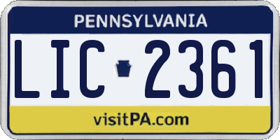 PA license plate LIC2361