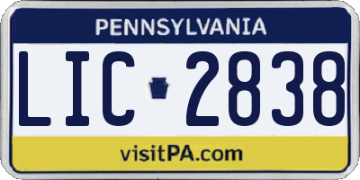 PA license plate LIC2838