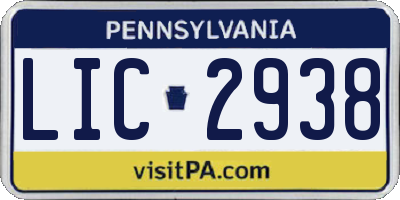 PA license plate LIC2938