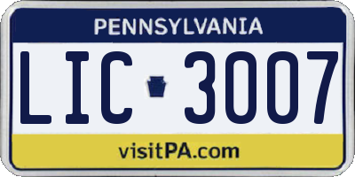 PA license plate LIC3007