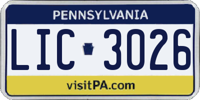 PA license plate LIC3026