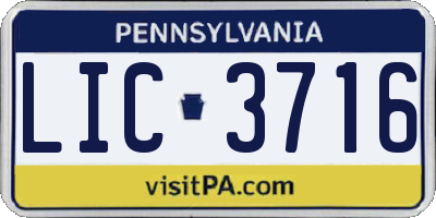 PA license plate LIC3716